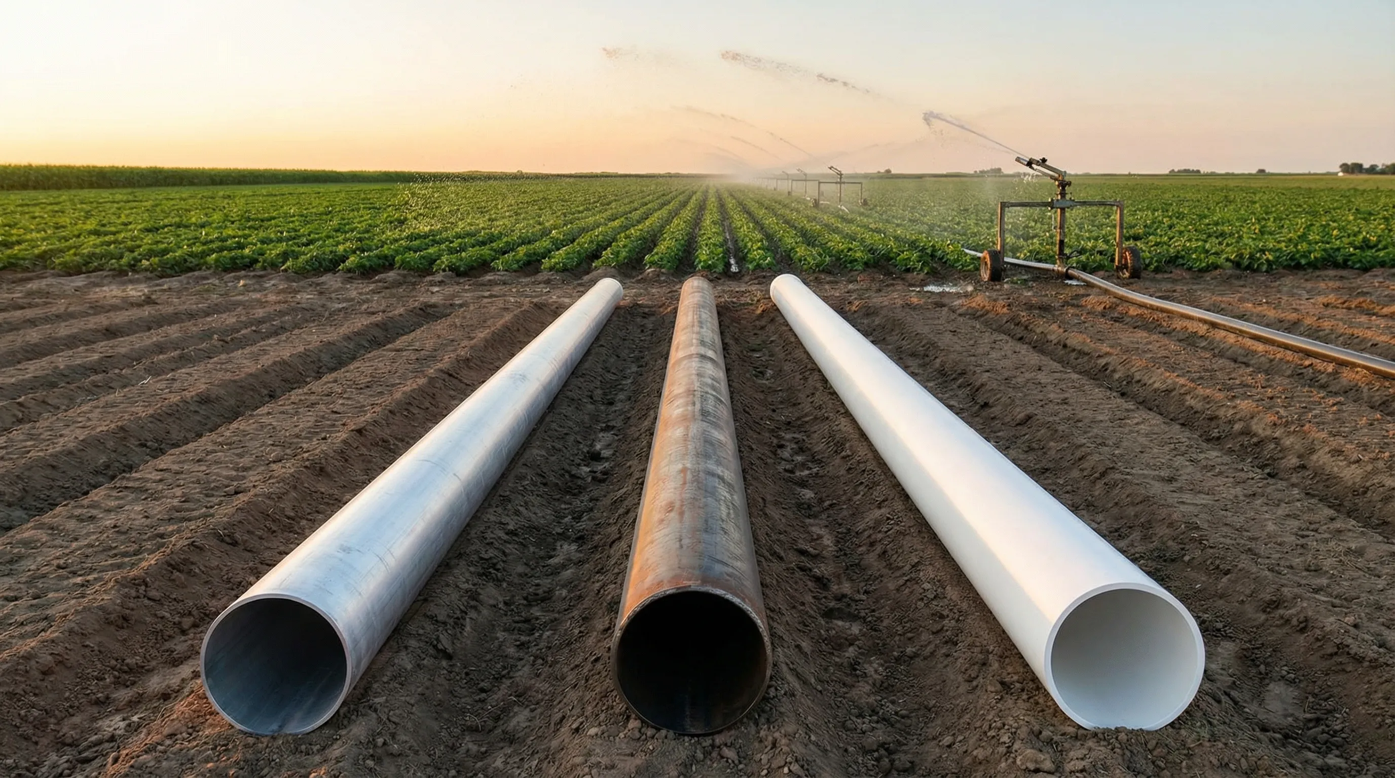 IRRIGO Blog - Aluminijum vs Čelik vs PVC - Koji Materijal je Najbolji za Navodnjavanje?