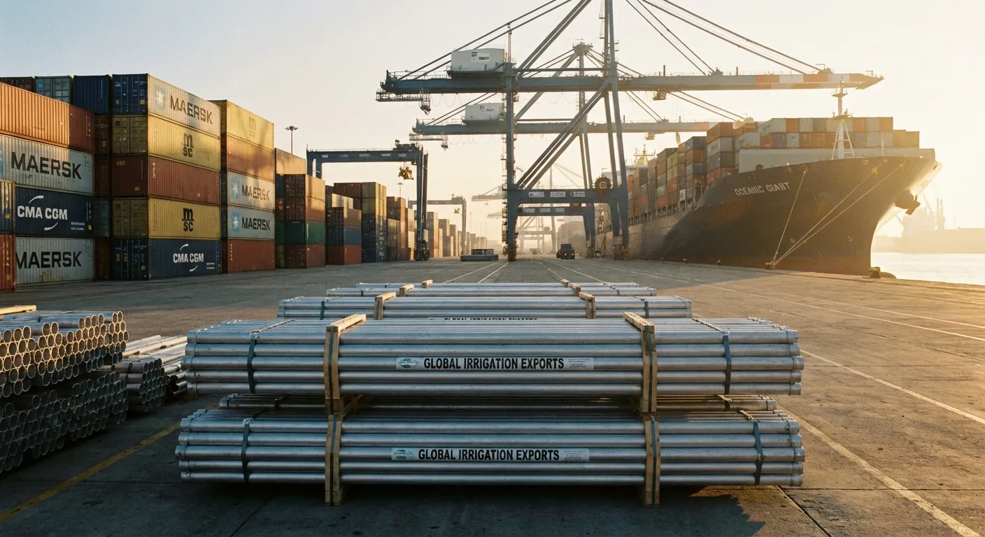 IRRIGO Containerversand von Aluminium-Bewässerungsrohren nach Afrika